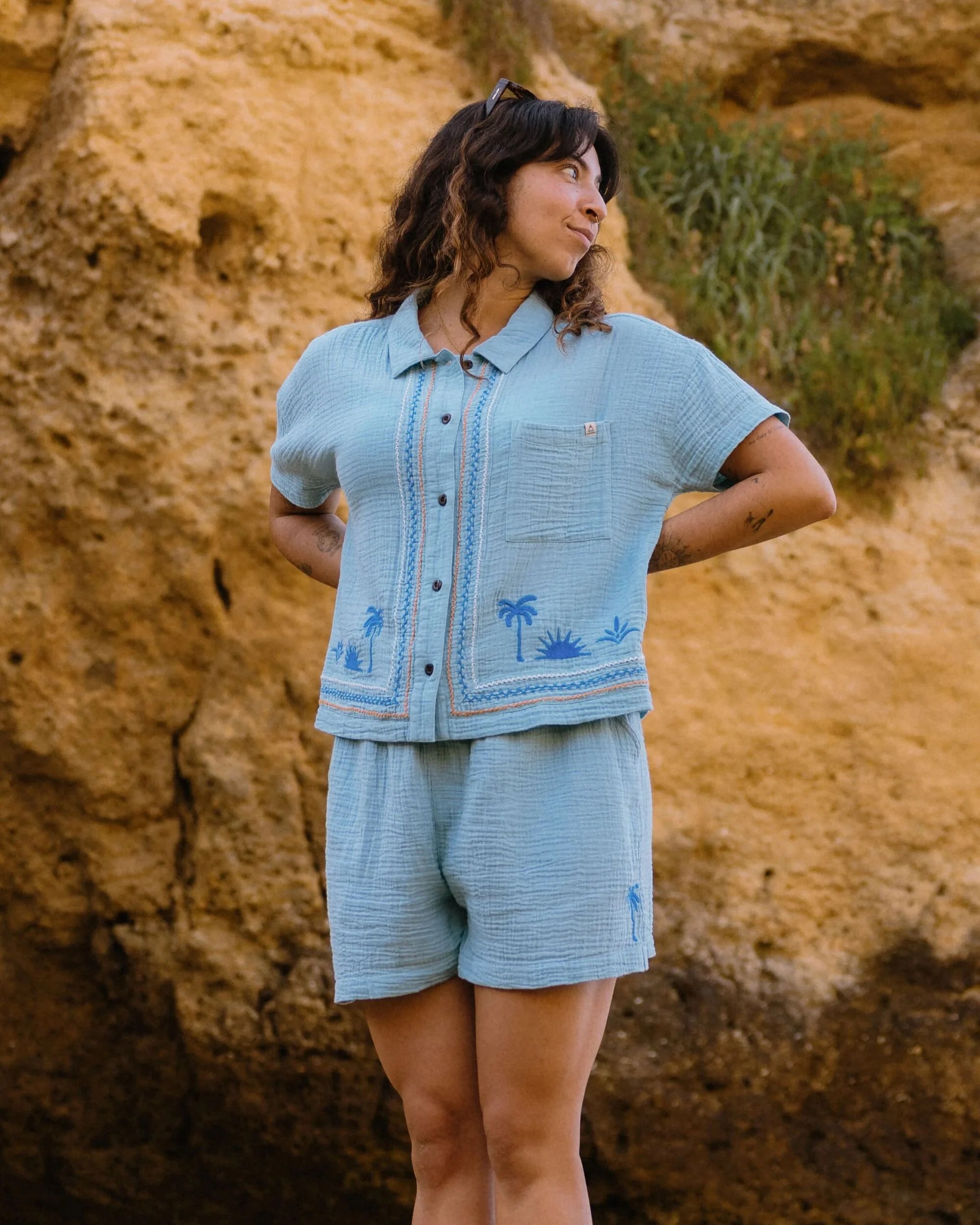 Waveney Short Sleeve Shirt - Retro Blue