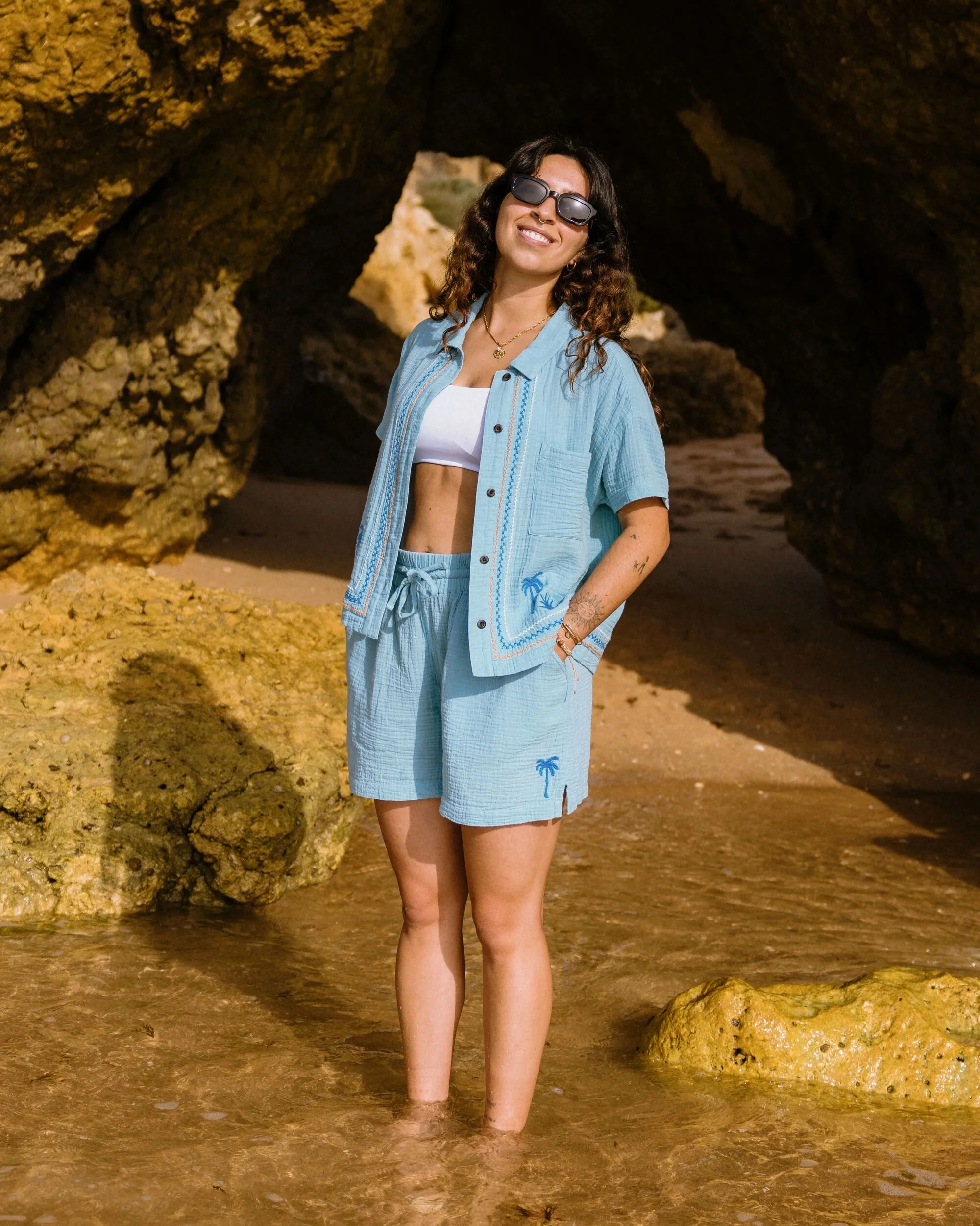 Waveney Short Sleeve Shirt - Retro Blue - Image 4