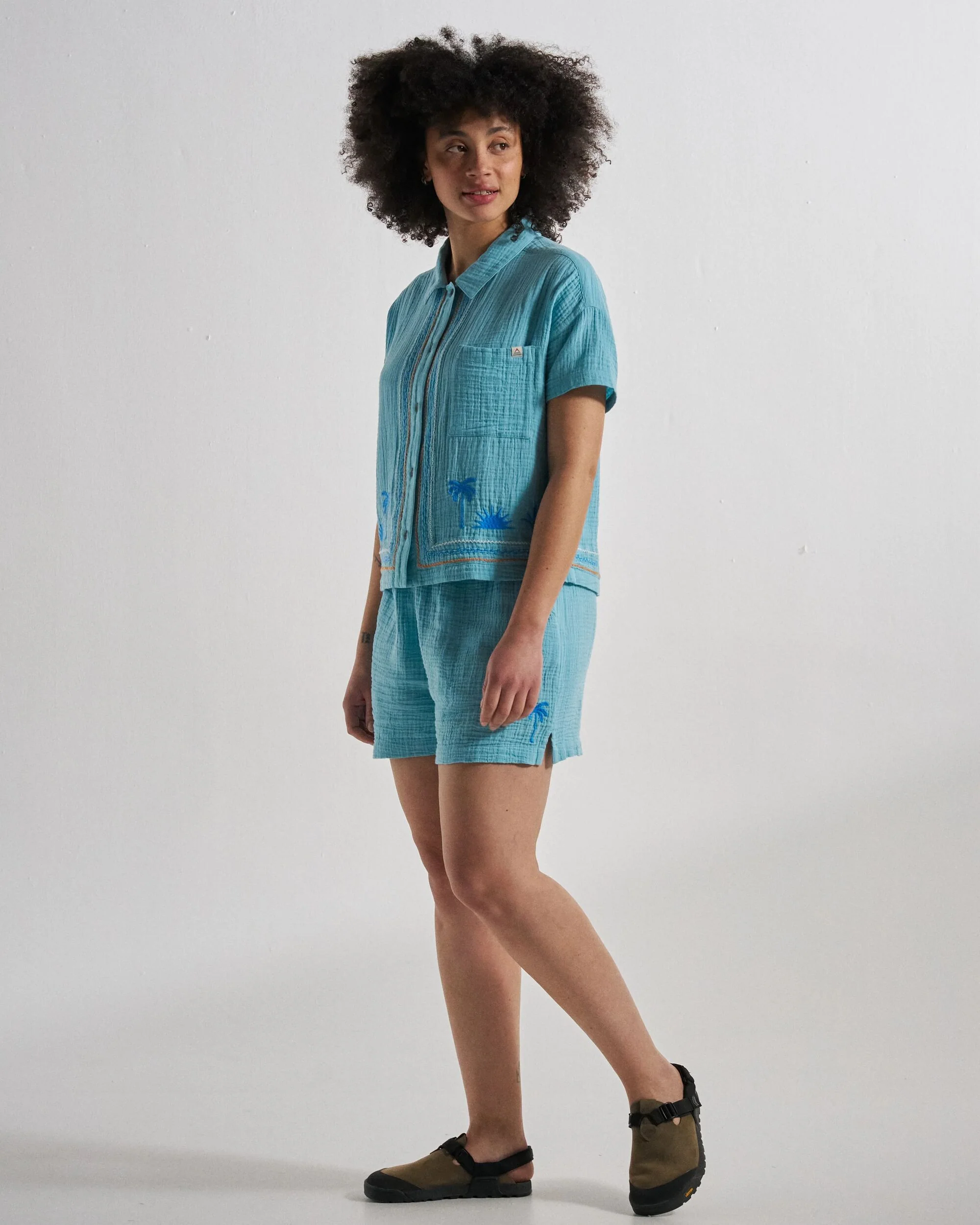 Waveney Short Sleeve Shirt - Retro Blue - Image 6