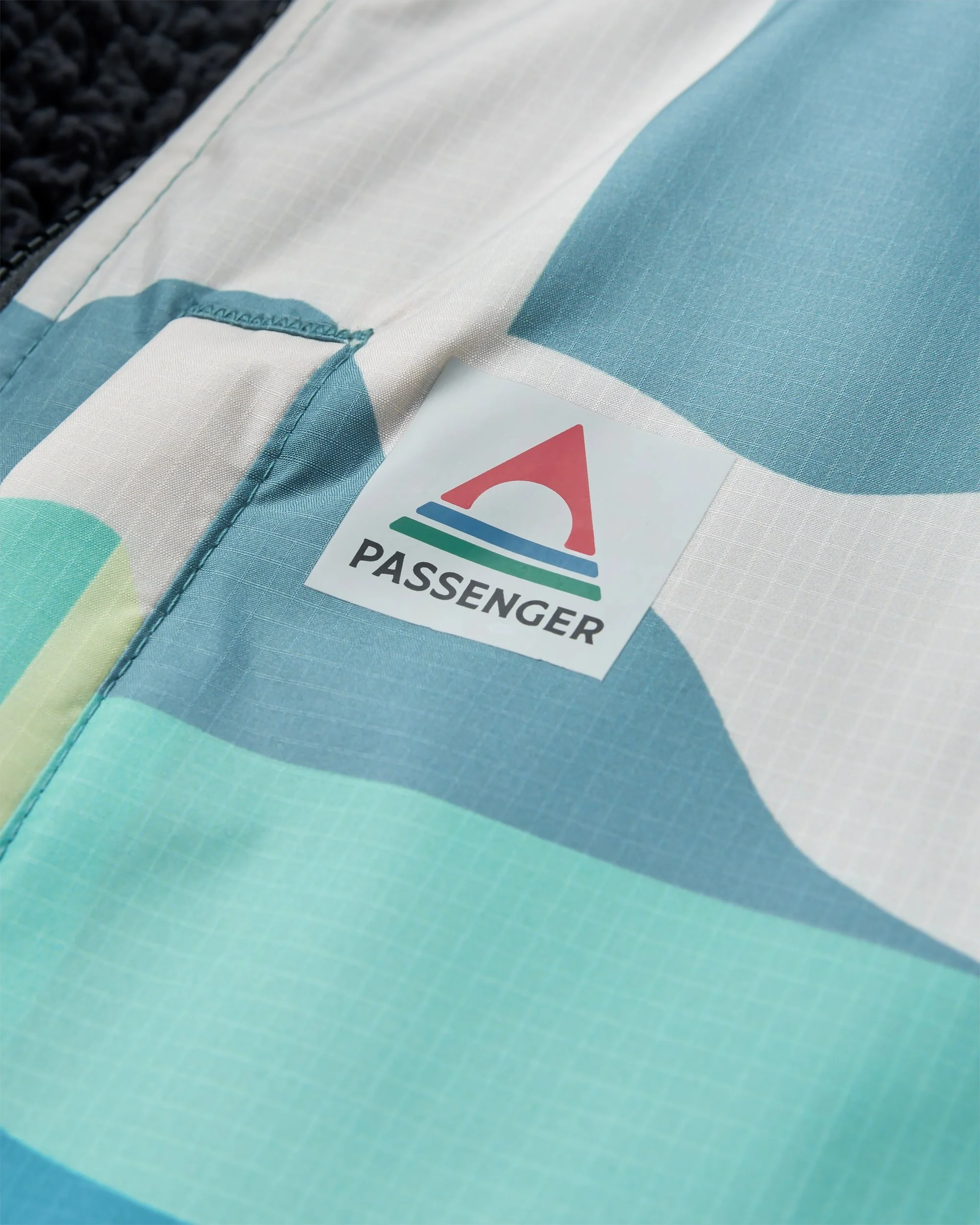 Waves Sherpa Lined Changing Robe - Vista Patchwork Aqua - Image 6