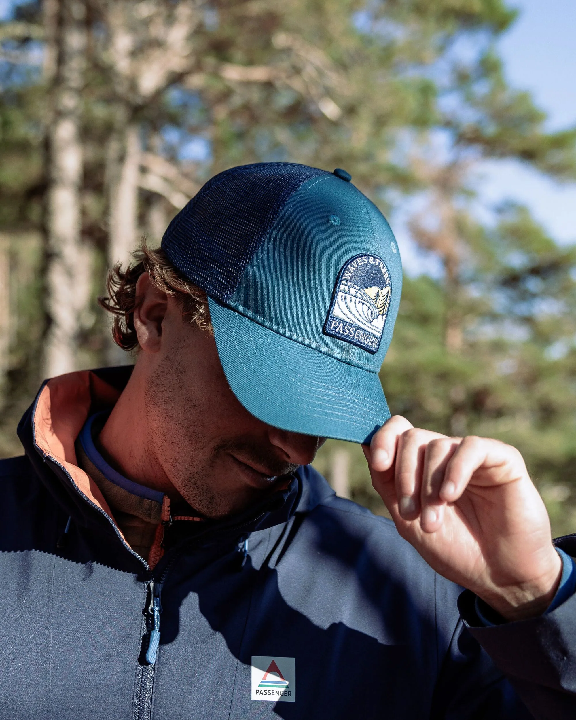 Waves & Trees Organic Cotton Trucker Cap - Tidal Blue - Image 3