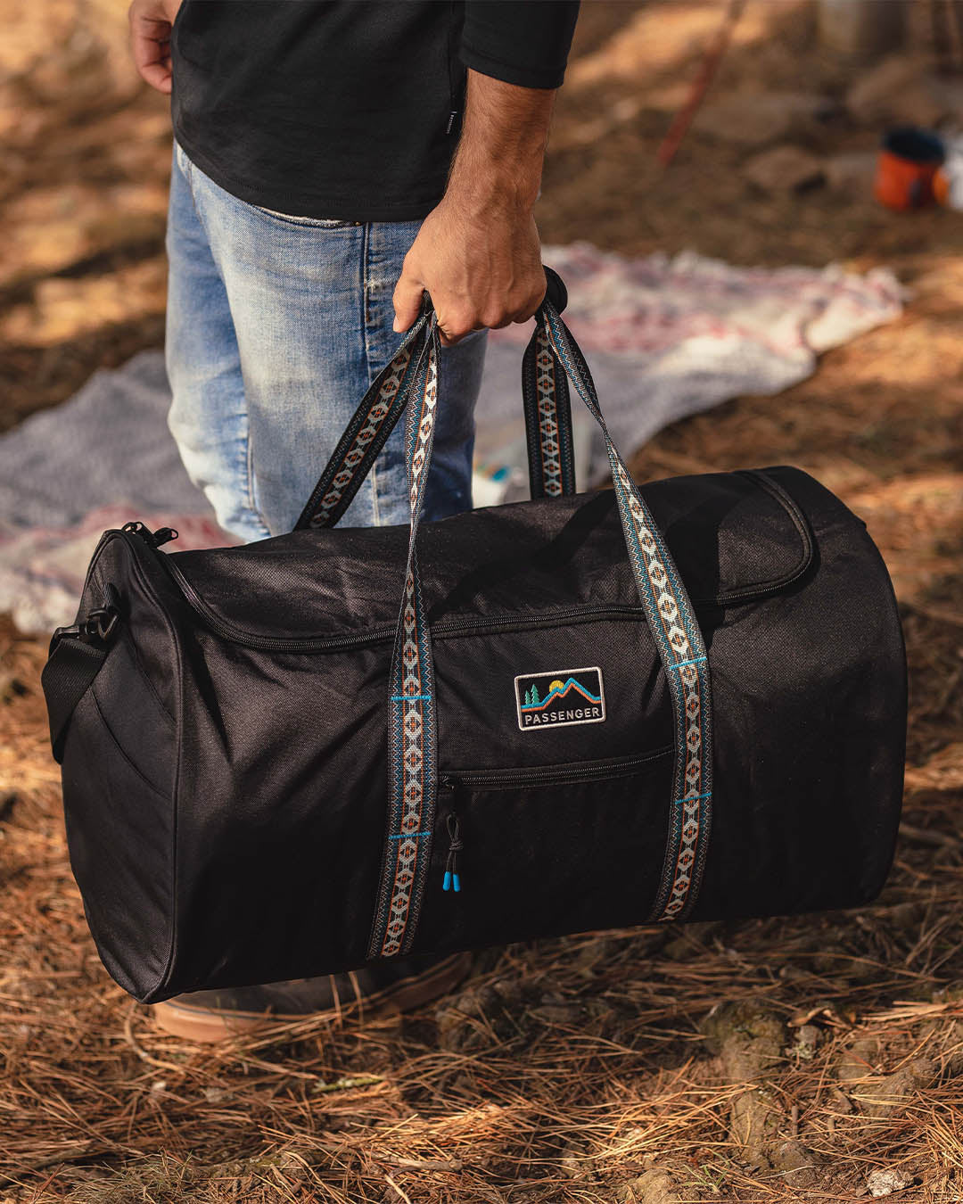 Weekender 58L Polyester Duffle Bag - Black