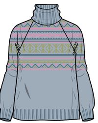 Whimsical Oversized Polo Neck Knitted Jumper - Homespun Stripe Blue Fog - Image 5