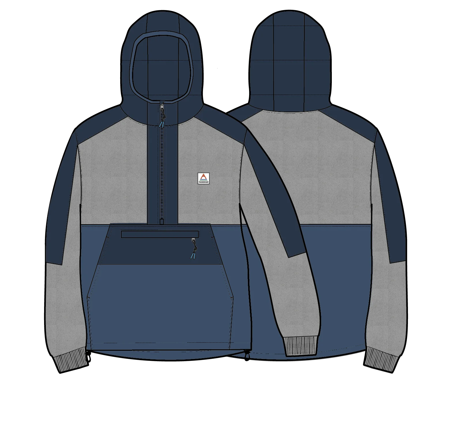 Woodland Hooded Polartec® Fleece - Grey Marl/Dark Denim - Image 9