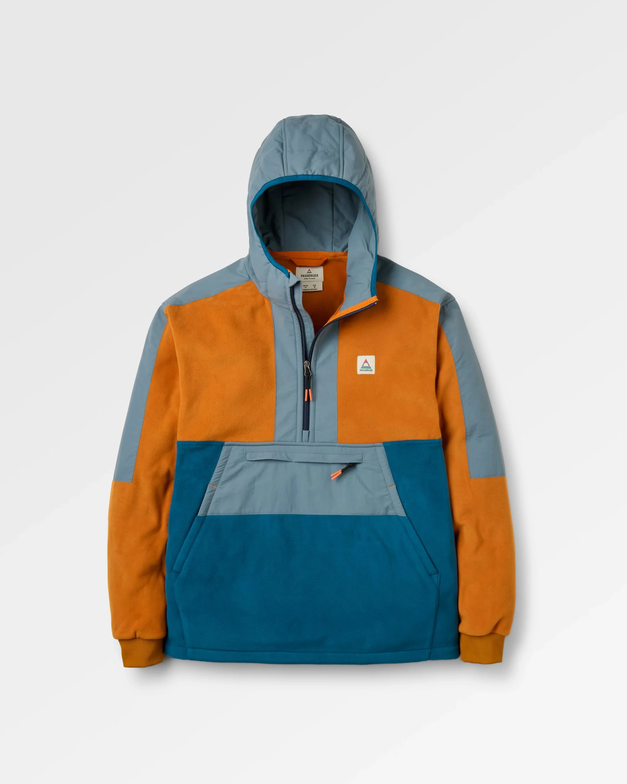 Woodland Hooded Polartec® Fleece - Retro Orange/Tidal Blue