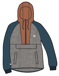 Woodland Hooded 1/2 Zip Polar Fleece - Grey Marl/ Tidal Blue - Image 13