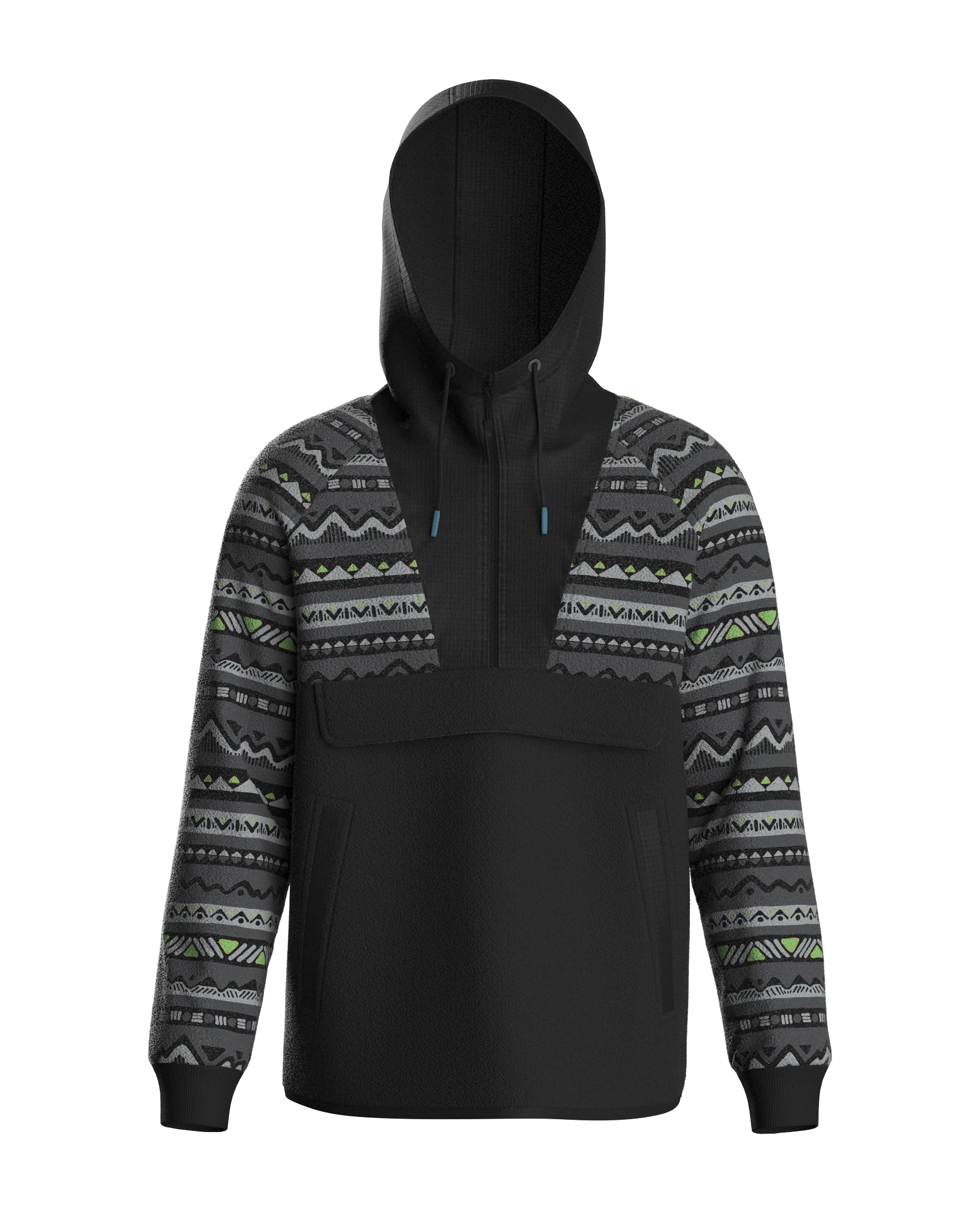 Woodland Hooded 1/2 Zip Polar Fleece - Mountain Geo Charcoal - Image 6