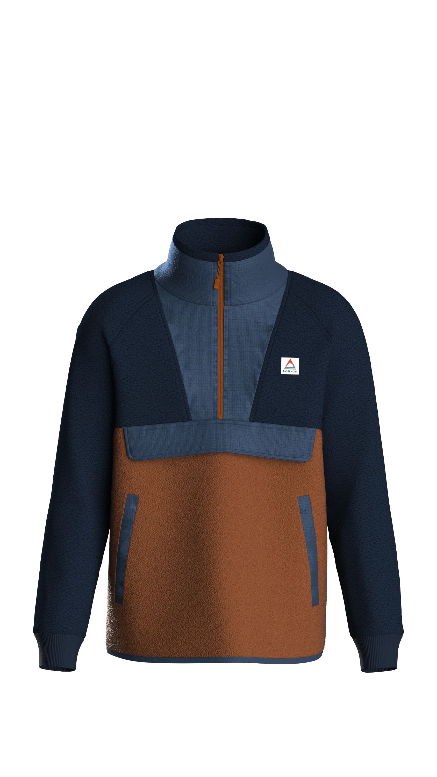Woodland Hoodless Polar Fleece - Rich Navy/Sunset Orange - Image 12