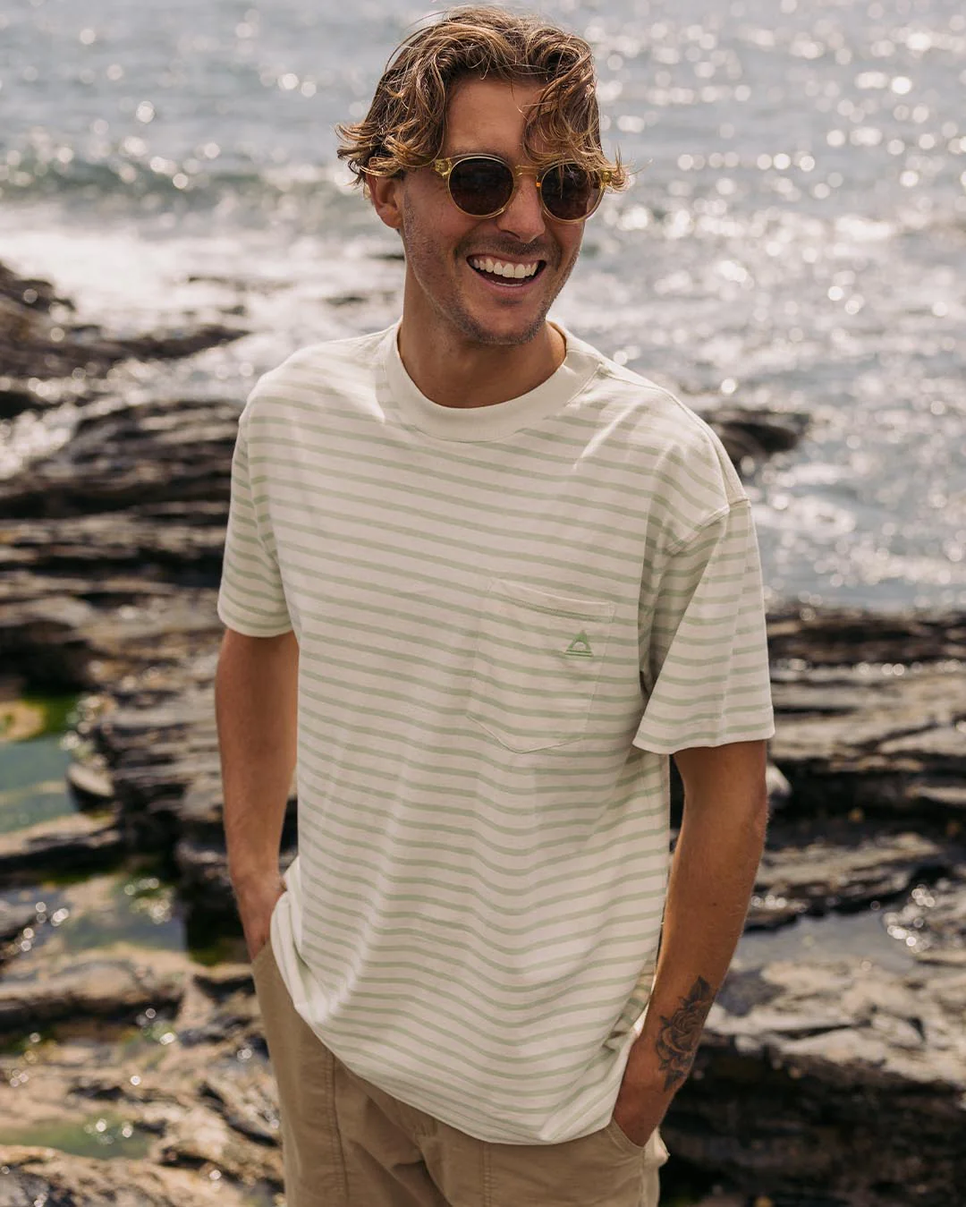 Zen Relaxed Fit T-Shirt - Apple Green Stripe