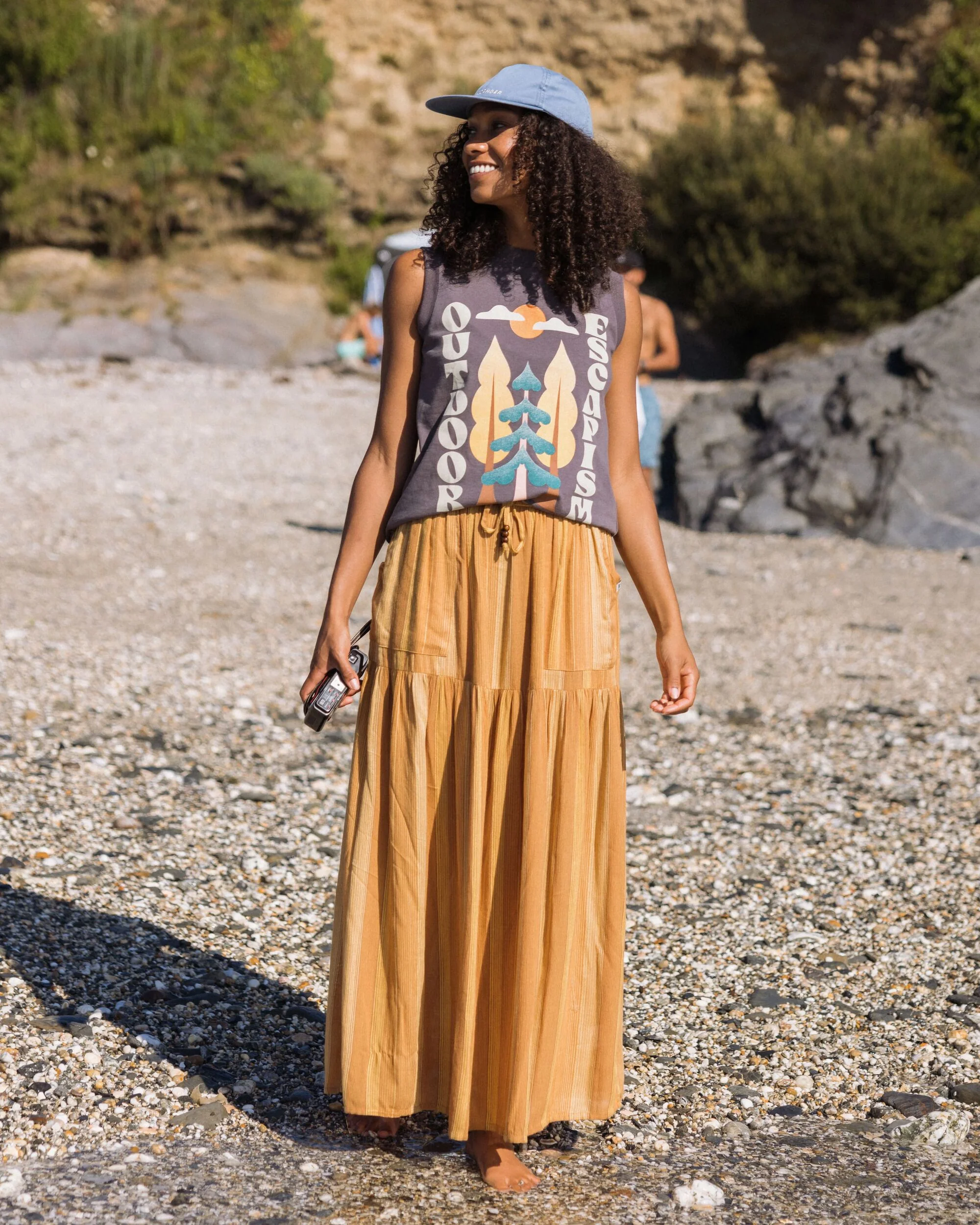 Zephyr Woven Maxi Skirt - Spruce Yellow Stripe - Image 3