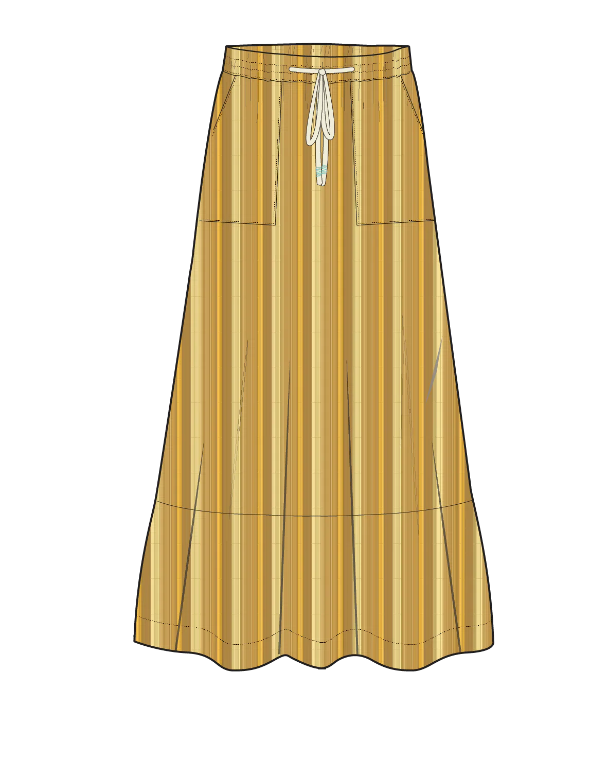 Zephyr Woven Maxi Skirt - Spruce Yellow Stripe - Image 9