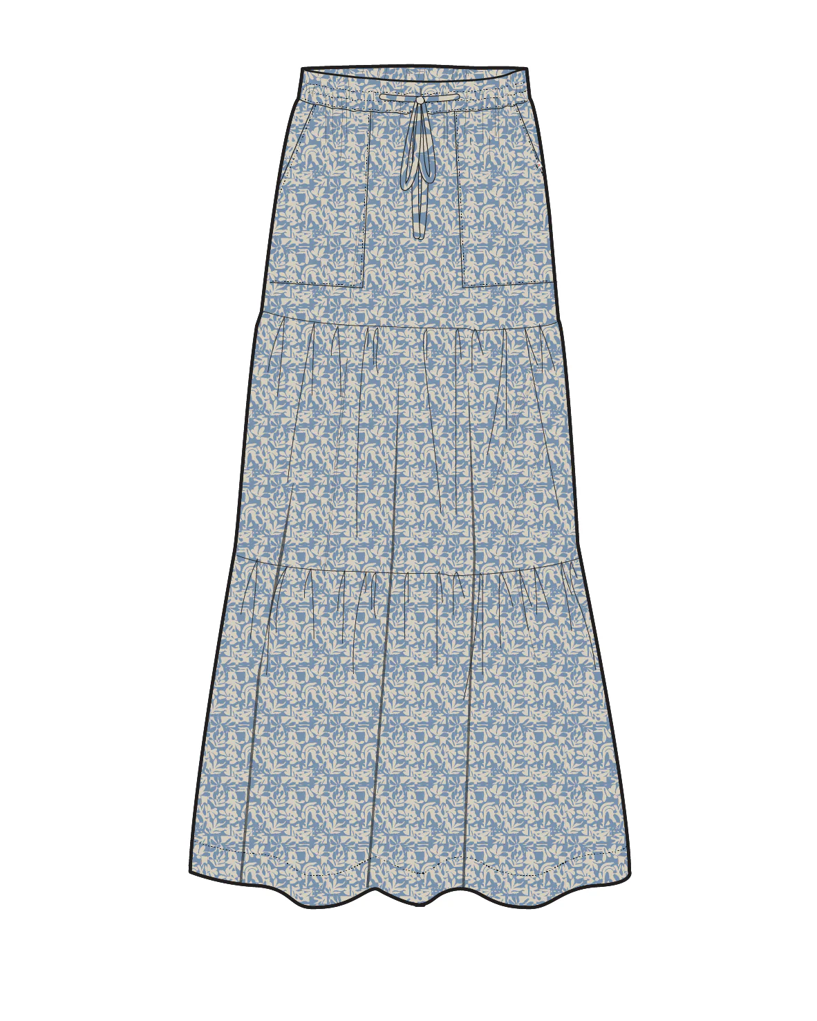 Zephyr Woven Maxi Skirt - Mountain Foliage Faded Denim - Image 11
